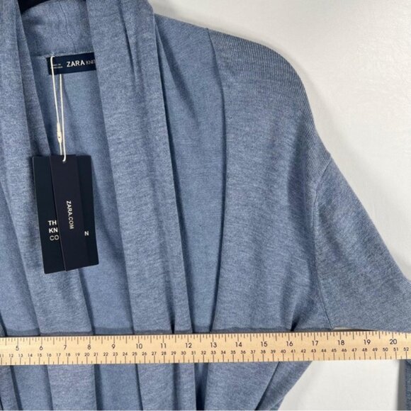 NWT ZARA KNITWEAR COLLECTION Tie Heathered Open Front Cardigan 1509/103 SMALL - Picture 5 of 9